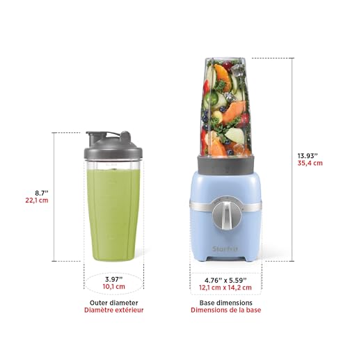 Starfrit Personal Blender - Two 828ml Cups - Two Blades - High, Low & Pulse Modes - 300W - Chambray Blue by Starfrit - Image 5