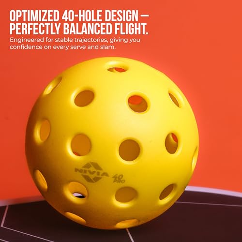 Image of Nivia Pickleball 40 Pro Outdoor Ball (Pack of 3), Pickleball Balls for Outdoor Play, 40 Precise Holes, Active Bounce, Durable (Yellow)