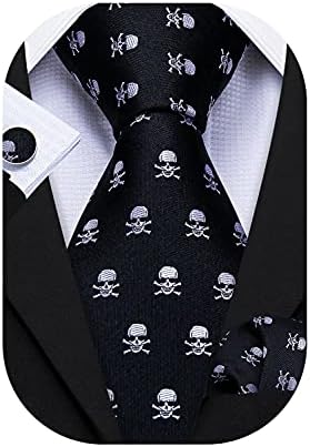 Barry.Wang Formal Men Ties,Silk Necktie Set with Handkerchief Cufflink Wedding Business