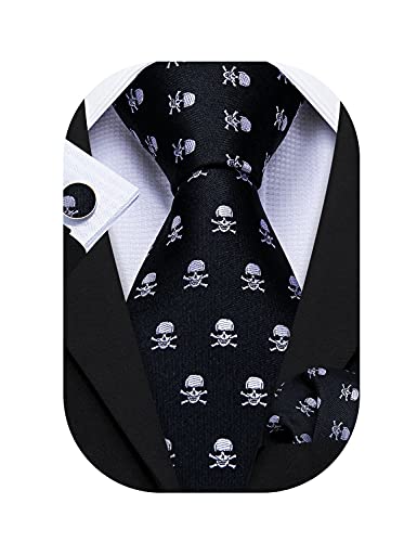 Image of Barry.Wang Fun Animal Ties for Men Designer Handkerchief Cufflink WOVEN Casual Necktie Set Festival