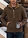 Herberton Men's Fashion Stand Collar Sweatshirt Durable Spring Pullover Warm Fleece Lined 1/2 Zipper Thermal Half Zip Loose Fit Winter Soft Cotton Heavyweight Plain Retro Hoodie Coffee XXL