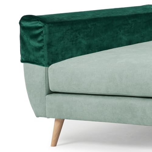 sourcing map Couch Arm Cover, Stretch Sofa Armrest Cover with Twist Nails Scratch-Resistant Furniture Protector for Sofas Chairs, Green