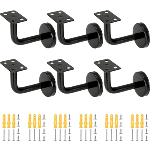FWEEK 6 Stück Handlaufhalter Schwarz, Handlaufhalter Edelstahl 60x80 mm, Handlaufträger Handlauf Halterung für Innenwand, Treppengeländer, Korridor, Holz Geländer