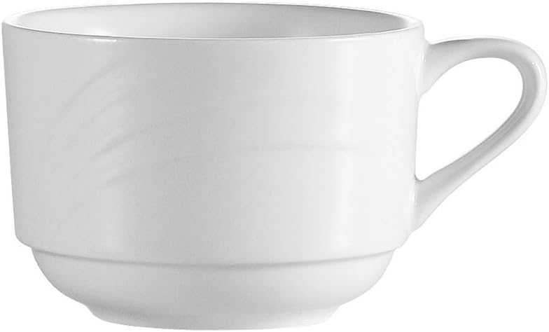 CAC China GAD-1-S Garden State 3-1/2-Inch 7.5-Ounce Bone White Porcelain Stacking Cup, Box of 36