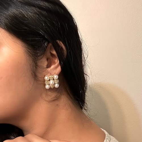 Vintage Square Imitation Pearl Earrings Elegant Earrings For Women, Perfect For Wedding, Party Or Evening Wear by VIEKYBUTTY - Image 8