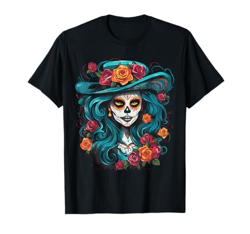 De Los Muertos La Catrina Day of the Dead Sugar Skull Women T-Shirt