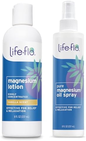 LIFE-FLO Magnesium Lotion and Pure Magnesium Oil Spray Bundle - w...