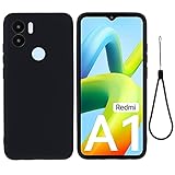 BRAND SET Coque pour Xiaomi Poco C51, tui Protecteur Silicone Liquide, Coque Doux au Toucher avec Doublure en Tissu Microfibre Convient tui pour Xiaomi Poco C51-Noir