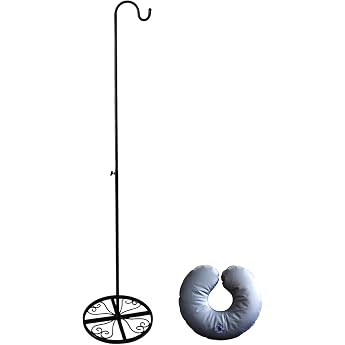 Dnoifne Height Adjustable Iron Garden Hook (85-140 cm) with Sandbag - For Bird Feeders, Wind Chimes and Hanging Baskets - Ind