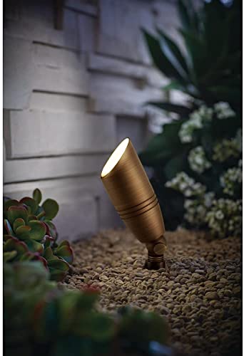 H-A Solid Brass Uplight Spotlight Fixture Landscape Outdoor Lighting Waterproof With Ground Spike Stand 12V Low Voltage #TOP6