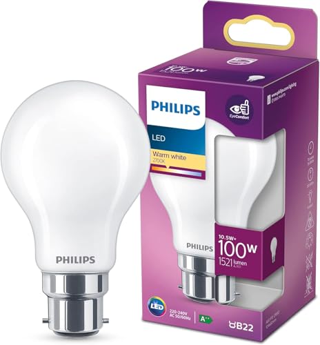 Philips LED Classic B22 - Bombilla (100 W, forma de lágrima, mate, luz blanca cálida)