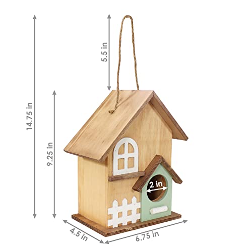Sunnydaze Wooden Country Cottage Hanging Bird House #TOP26