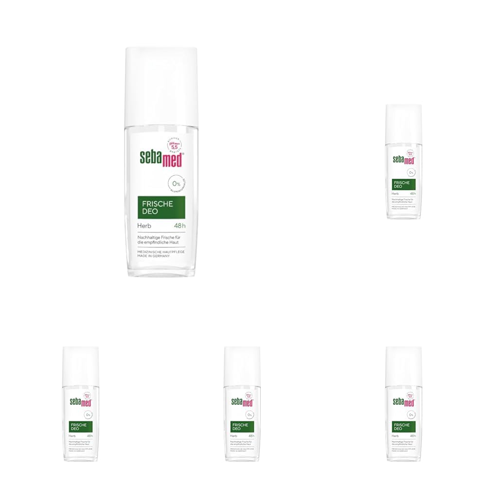 Sebamed Deo-Spray, Frische Deo Herb 75 ml, mit 48 Stunden Wirkung, ohne Aluminiumsalze, nachhaltige Frische für die empfindliche Haut, hinterlässt keine weißen Rückstände (Packung mit 5)