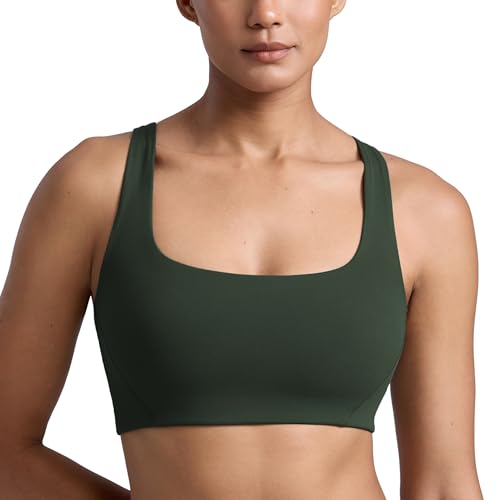 Image of CRZ YOGA Butterlift Square Neck Sports Bras | Double Lined, Light Support, Non Padded, Yoga, Buttery Soft, V-Shaped Racerback, for Women