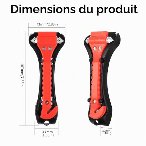 AIOUHMYM 4 Pcs Marteau de Sécurité Voiture 2 en 1 – vue 2