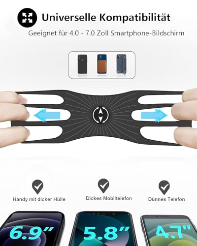 Zoeley Handyhalterung Fahrrad, Universal Handyhalterung Motorrad【1s-Installation】Abnehmbare 360​​° Drehen【Silikon Anti-Vibration】Fahrradhalterung Lenker Rennrad für alle 4.0-7 Zoll Smartphone (Black)