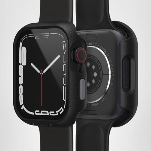 Protector de Reloj con Protector de Pantalla de Cristal Templado Integrado OtterBox Eclipse para Apple Watch Series 9/8/7-45mm, Resistente a Golpes y Caídas, Negro 9
