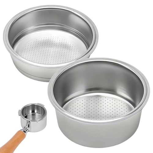 Lethra 2 Pièces 51mm Filtre à Café, Panier Filtrant à Café en Acier Inoxydable de 1 et 2 Tasses, Filtres Pressurisés à Expresso Réutilisable, Compatible avec Delonghi, Breville Cafetière