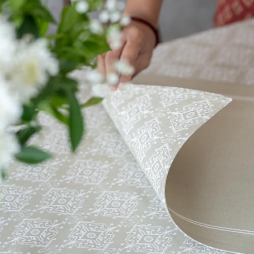 Image of THE YARD HOUSE Placemats - Reversible & Wipeable Cotton Placemats (Dholpur Beige, Set of 4)