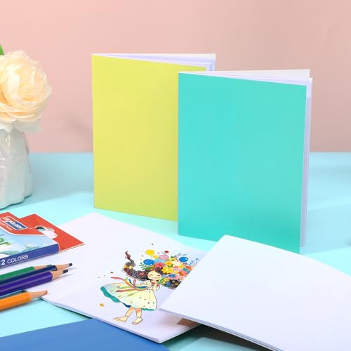 Prudiut 8 Pack Blank Books for Artist with 12 Colored Pencils, A6 Theme Sketchbook Set, 4.1x5.5 inch Mini Journals for Writing Stories, Bulk Notebooks Gifts - Image 7