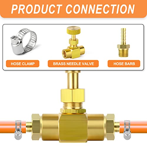 Gasher Brass Replacement Control Needle Valve 1/4" Female Npt X 1/4" Female Npt 4Pcs #TOP1