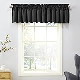Sun Zero Barrow Energy Efficient Rod Pocket Curtain Valance, Black