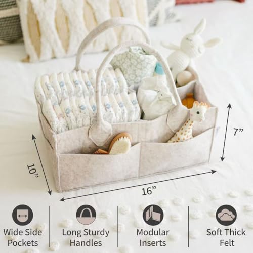 Image of PUTSKA Baby Diaper Caddy Organizer - Nursery Storage Basket for Diaper Station, Baby Basket Shower List and Registry Gift Must-Haves, Newborn Essentials, Nursery Decor for Boy or Girl - DarkMocha, XL