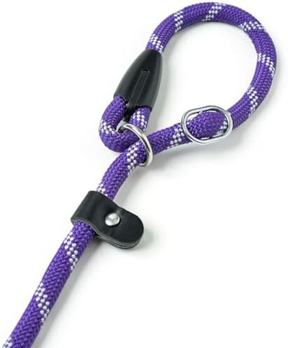 WePet Dog Training Slip Leash, No Pull, Durable Reflective Lead, Puppy Heavy Duty Loop Rope, Comfortable Handle, 6 ft, 1/2 inch, diam. Purple/Black — view 2