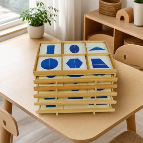 Bothyi Children Geometric Panel Wooden Educational Cabinet Geometry Learning Toy Sensorial Shape Sorting Shape Recognition Kit Exploration for Visual — view 6