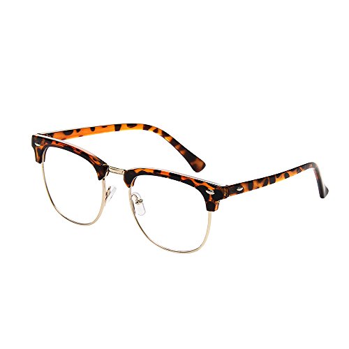 Shiratori New Vintage Fashion Half Frame Semi-Rimless Clear Lens Glasses Leopard