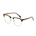Shiratori New Vintage Classic Half Frame Semi-Rimless Wayfarer Clear Lens Glasses Leopard
