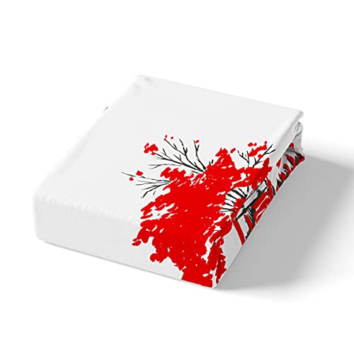 Chinese Ink Painting Pattern Duvet Cover Set Watercolor Gazebo River Bridge Bedding Set King For Girls Men Landscape Beds Set White Black Red Decor - Image 3