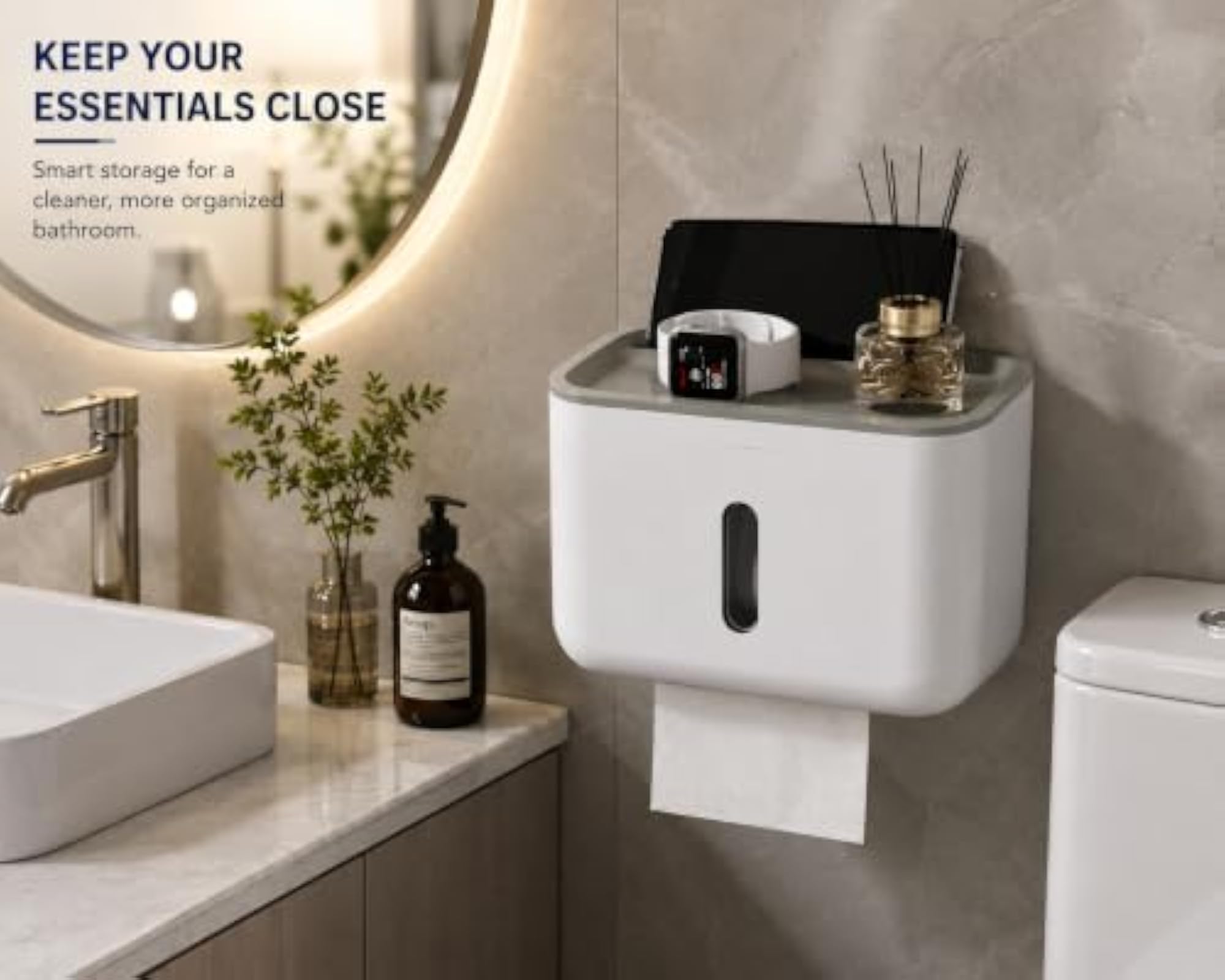 Self Adhesive Toilet Paper Holder with Mobile Stand