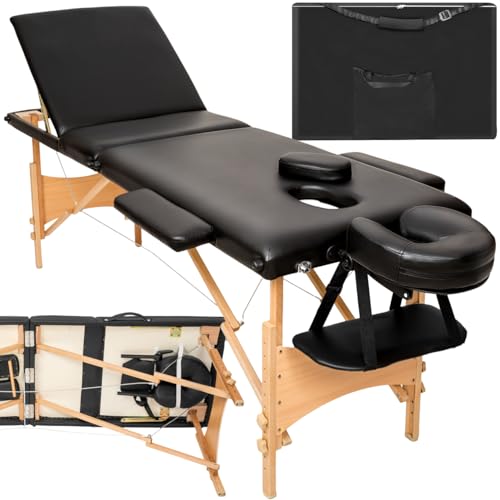 TecTake Mobile Massageliege 3 Zonen höhenverstellbar inkl. hochwertiger Kopfstütze + Tasche - diverse Farben - (Schwarz | Nr. 401466) 3 TecTake Mobile Massageliege 3 Zonen höhenverstellbar inkl. hochwertiger Kopfstütze + Tasche - diverse Farben - (Schwarz | Nr. 401466)