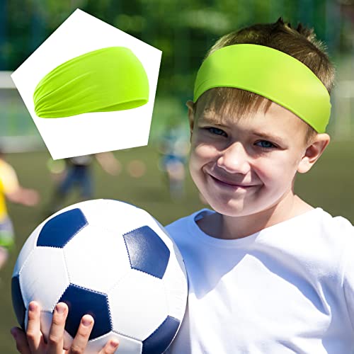 Image of Zhanmai 12 Pieces Boys Headbands 16 Inch Kids Sweatbands, Soft Athletic Sports Head Sweatband Headbands Wicking Elastic Hairband for Girls and Boys