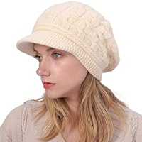 DURINM Warme Winter mütze Fleece Mütze Schirm Visor Wintermütze Damen Warme Gefütterte Wintermützegestrickte Schirmmütze Baseballmütze mit Weiches Dickes Fleecefutter (beige)