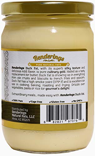Rendering's Duck Fat - Pasture Raised - Cage Free - Completely Pure - No Added Ingredients - Cooking, Baking and Frying, 11 oz Jar - Thumbnail 4