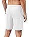 COOFANDY Men's Summer Beach Shorts with Liner Fashion Flat Front Shorts White