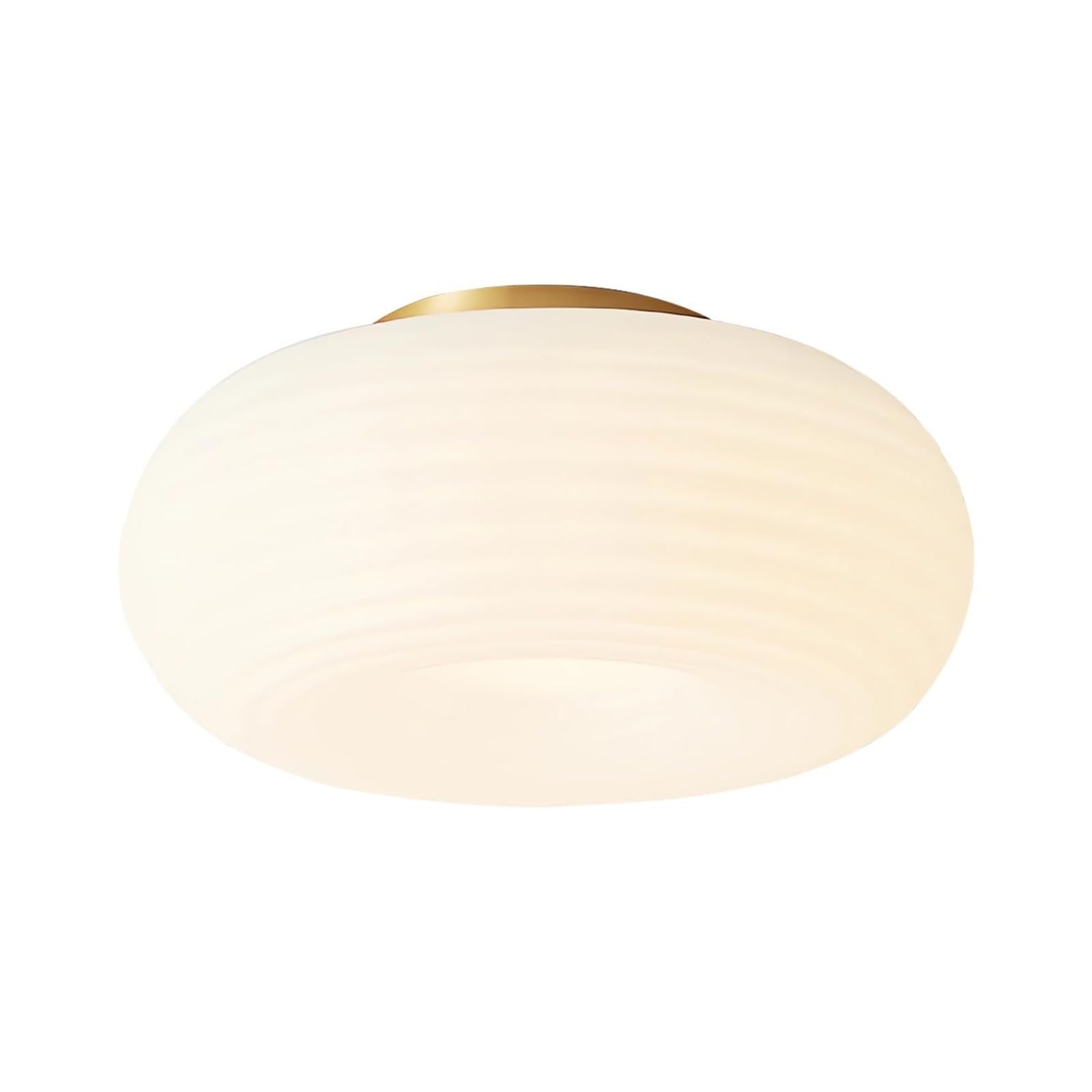 KHUKHU Farmhouse Gold LED Flush Mount Ceiling Light Mid Century Modern Bathroom Ceiling Light with Milk Ribbed Shade Vintage Close to Ceiling Light Fixtures for Bedroom Stairwells(35cm/13.8")