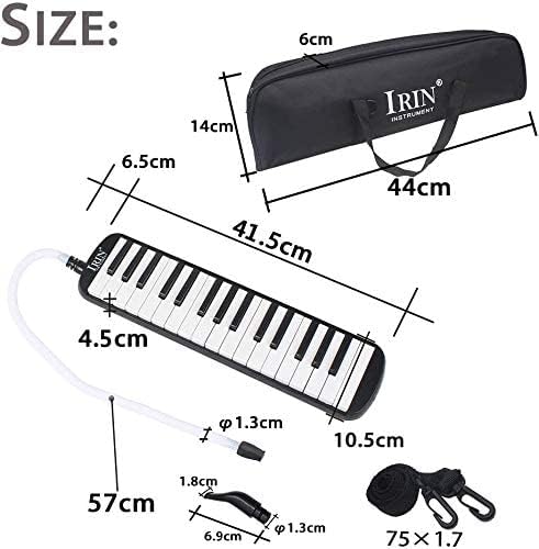 Miniatura 4 de Melodica - Pianica portátil de 32 teclas con bolsa de transporte, boquillas cortas y largas para principiantes y niños, regalo (negro)