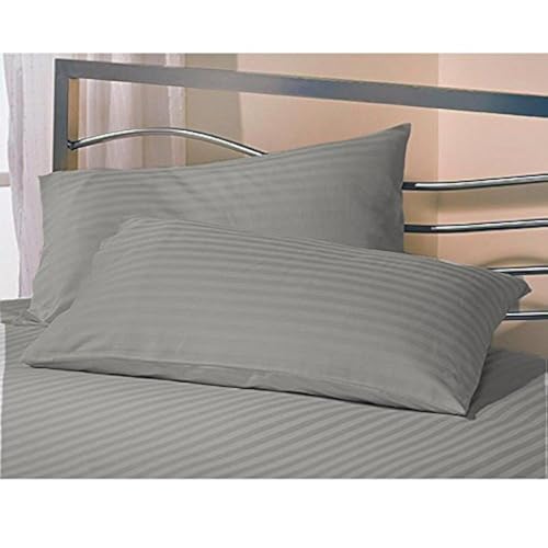 Image of Cotton 300 TC Pillow Cover, Small -16 x 24 Inch, Grey, 2 Pieces