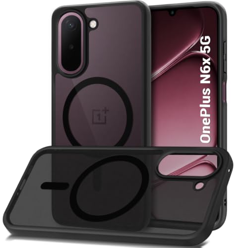 Image of TheGiftKart Hybrid Shockproof Back Cover Case for OnePlus N6X 5G Compatible with MagSafe | Camera Protection Module | Hard Cover for OnePlus N6X (PC & TPU, Translucent Smoke Matte Back, Black Sides)