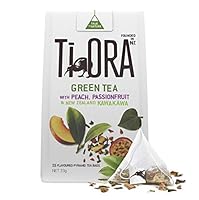 Ti Ora Green Tea - with Peach, Passionfruit & New Zealand Kawakawa - 4 Packs of 15 Pyramid Tea Bags (60 Serves)