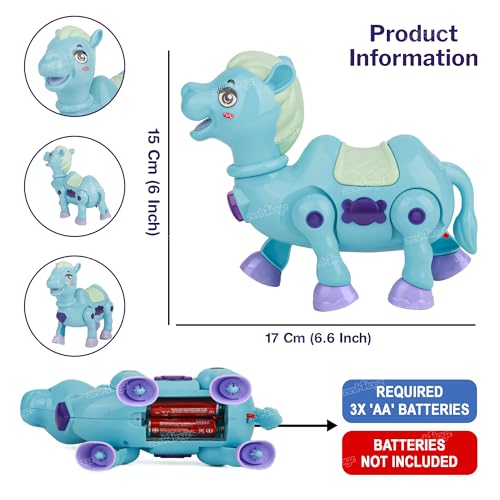 Image of Zest 4 Toyz Musical Toy for Kids | Musical Camel Toy for Kids | Flashing Lights & Sound Toys | Interactive Baby Crawling Toy | Battery Operated Toys | Birthday Gift for Boys and Girls - Blue