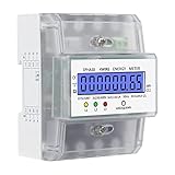 Digitaler Stromzähler, Yeelan Dreiphasenzähler mit LCD-Display, 3x230/400V 5(100) A Zwischenzähler Wechselstromzähler für 35mm DIN Hutschiene, Stromzähler 3 Phasen 4 Leiter