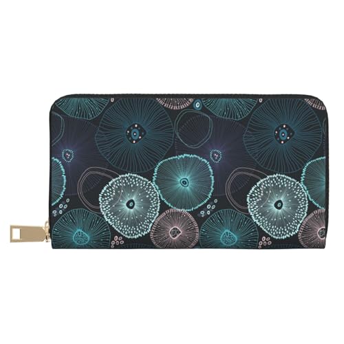 Portefeuille fin en cuir véritable motif méduses 9028 de haute qualité