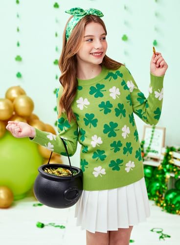 Image of Girls Halloween Pattern Knit Sweater Funny Pullover Y2K 6-14 Years