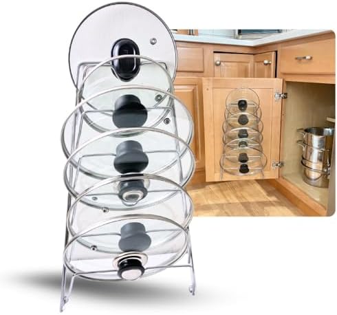 Evelots 6-Tier Pot Lid Organizer for Cabinet Door or Pantry Wall ...