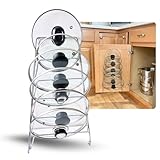 Evelots 6-Tier Pot Lid Organizer for Cabinet Door or Pantry Wall - Pots and Pans Lid Holder Rack - Glass or Metal Pan Covers Cabinet Organizer Kitchen Storage - Chrome Finished