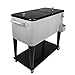 Nattork 80 Quart Rolling Cooler Cart for Outdoor Patio Deck Party, Portable Party Bar Cold Drink Beverage Cart,Ice Chest with Shelf, Water Pipe and Bottle Opener (Silver-1)